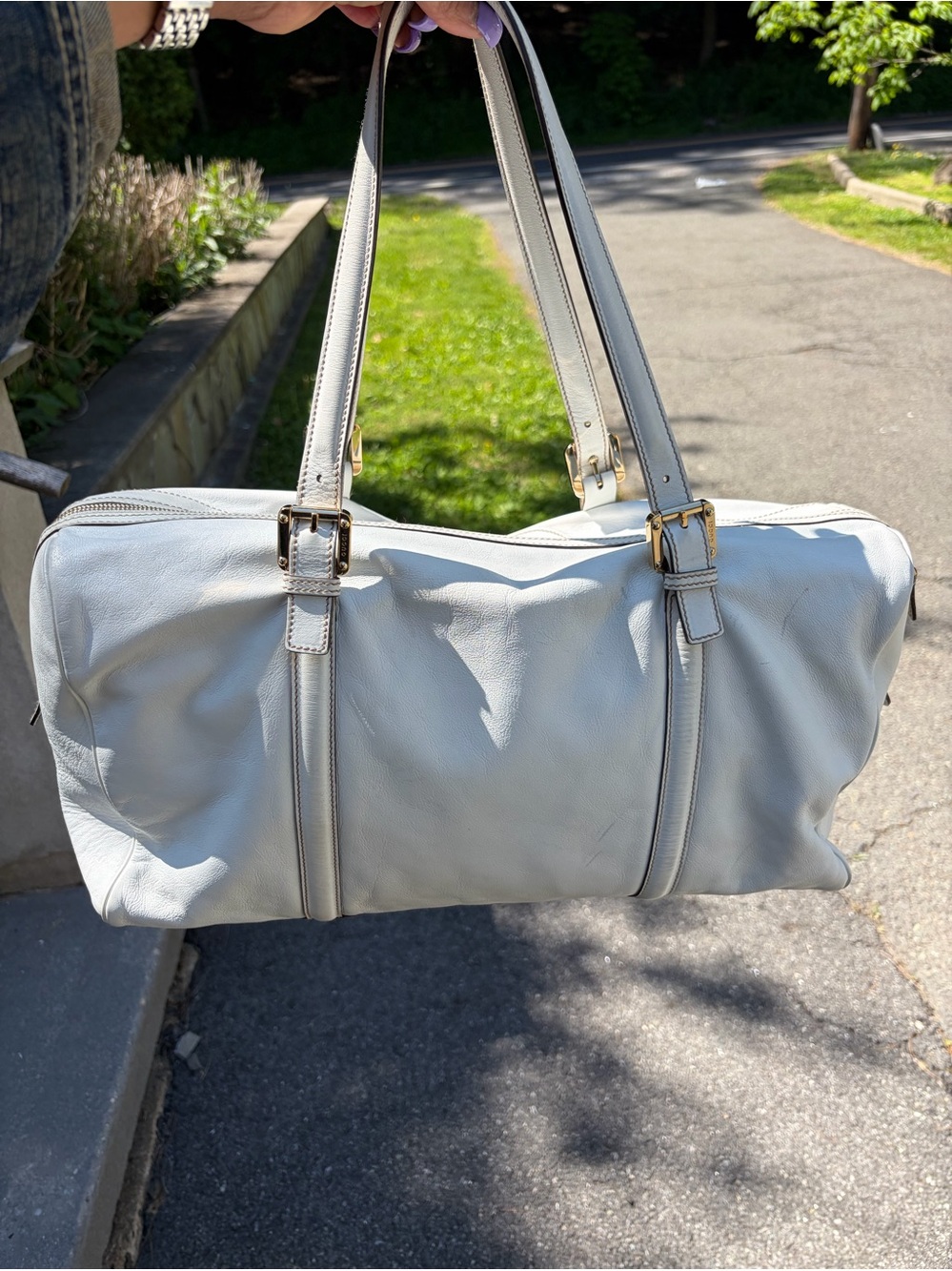Gucci White Leather Britt Large Boston GG Shoulder Bag+Dust Bag - Picture 5 of 17